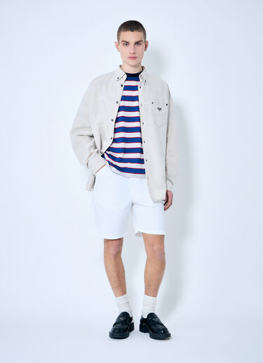 Prada 로고 자수 스트라이프 티셔츠 블루 pra0160003