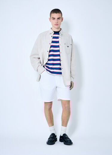 로고 자수 스트라이프 티셔츠 Prada 로고 자수 스트라이프 티셔츠 블루 pra0160003
