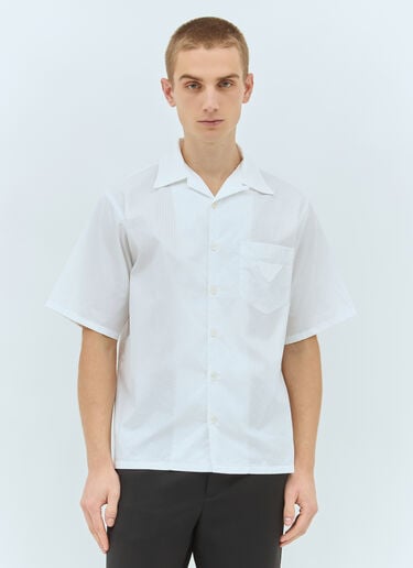 Prada Striped Short-Sleeve Shirt White pra0160004