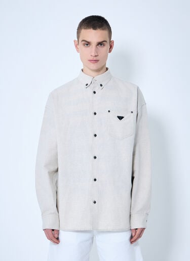 Prada Cotton-And-Linen-Blend Shirt Beige pra0160008