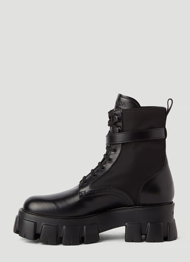 Prada Monolith 尼龙和皮革靴子 黑 pra0245015