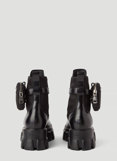 Monolith 尼龙和皮革靴子 Prada Monolith 尼龙和皮革靴子 黑 pra0245015