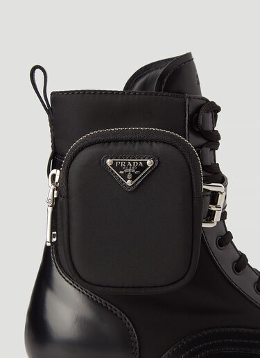 Prada Monolith 尼龙和皮革靴子 黑 pra0245015