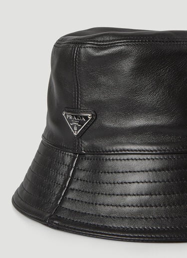 Leather Bucket Hat Prada Leather Bucket Hat Black pra0245062