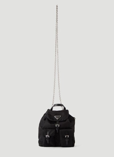 Recycled-Nylon Mini Chain Backpack Prada Recycled-Nylon Mini Chain Backpack Black pra0245077