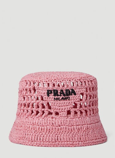 Raffia Woven Bucket Hat Prada Raffia Woven Bucket Hat Pink pra0252028