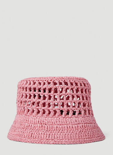 Prada Raffia Woven Bucket Hat Pink pra0252028