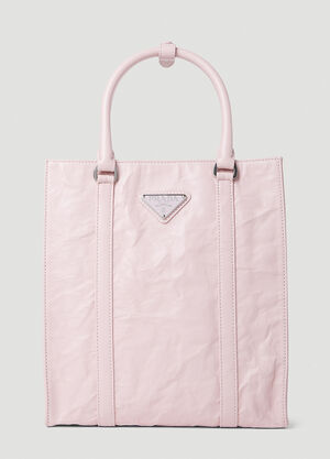 Prada Crinkled Leather Tote Bag Pink pra0252060