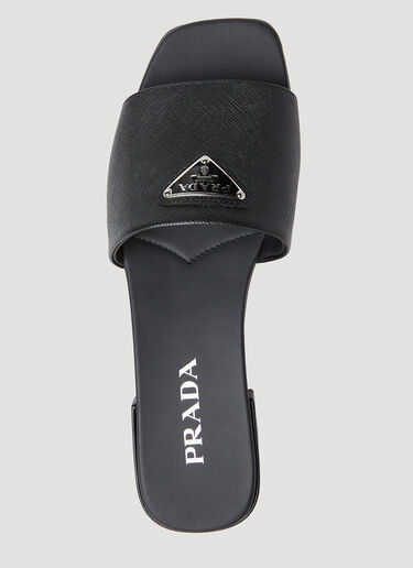 Prada Logo Plaque Block Heel Sandals Black pra0253009