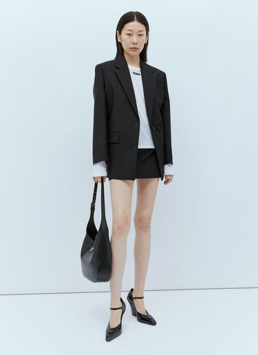 Prada 徽标铭牌皮革单肩包 黑色 pra0254030