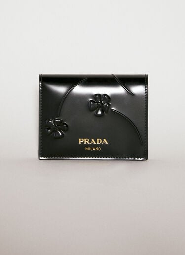 플라워 엠보싱 반지갑 Prada 플라워 엠보싱 반지갑 블랙 pra0254052