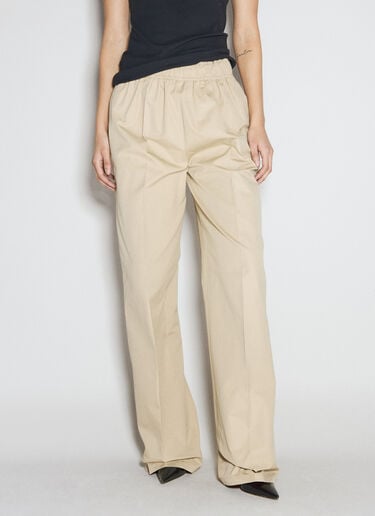 Logo Plaque Canvas Pants Prada Logo Plaque Canvas Pants Beige pra0256003