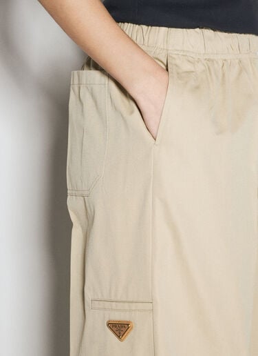 Logo Plaque Canvas Pants Prada Logo Plaque Canvas Pants Beige pra0256003