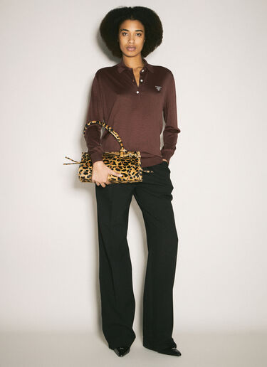 Long-Sleeved Silk Polo Shirt Prada Long-Sleeved Silk Polo Shirt Burgundy pra0258001