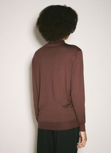 Prada Long-Sleeved Silk Polo Shirt Burgundy pra0258001