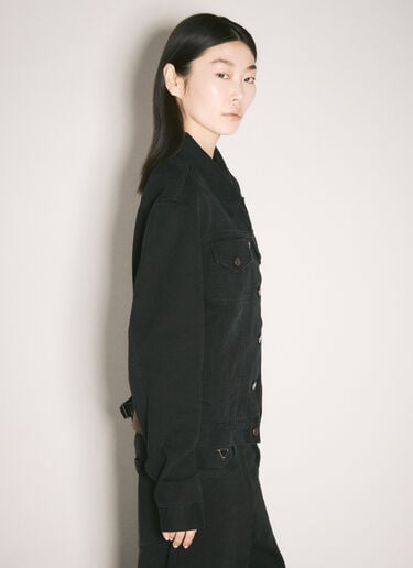 로고 플라크 데님 재킷 Prada 로고 플라크 데님 재킷 블랙 pra0258023