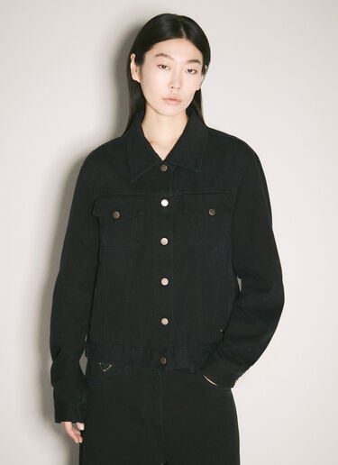 로고 플라크 데님 재킷 Prada 로고 플라크 데님 재킷 블랙 pra0258023