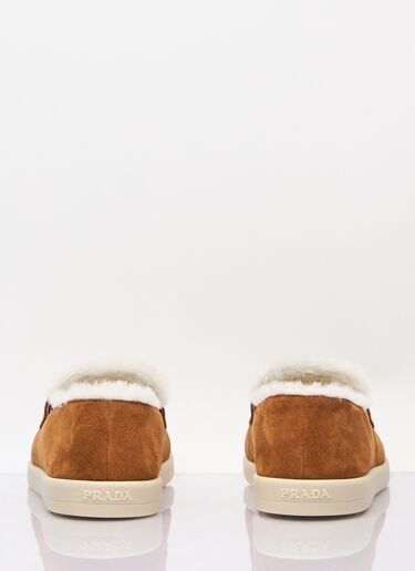 Prada Suede And Shearling Loafers Brown pra0258028