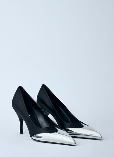 Prada Satin And Metallic Heeled Pumps Black pra0260060