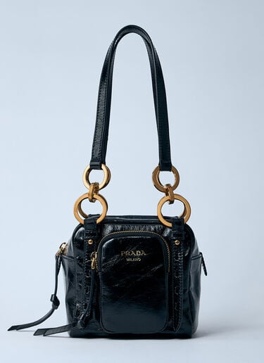 Prada Mini Dangle Leather Handbag Black pra0260067