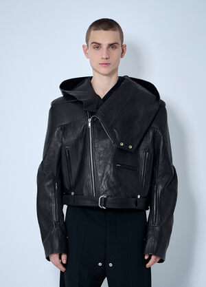Rick Owens Hooded Leather Jacket Black ric0160009