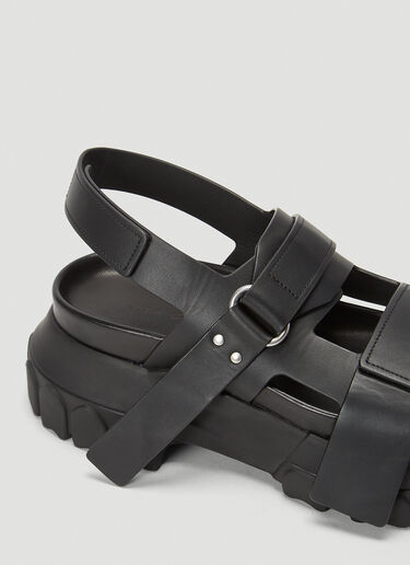 Rick Owens Tractor Leather Sandals Black ric0239018
