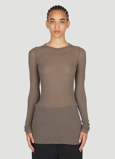 Ribbed Long Sleeve T-Shirt Rick Owens Ribbed Long Sleeve T-Shirt Grey ric0253021