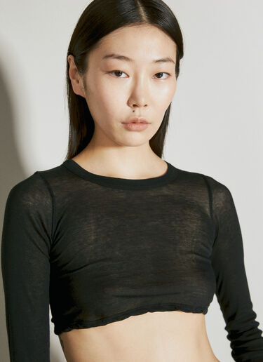Rick Owens Crop Long-Sleeve Top Black ric0255018