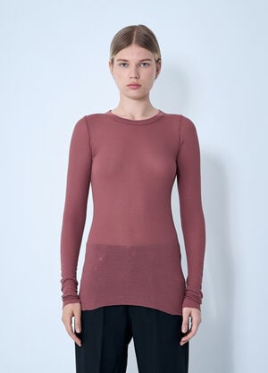 Rick Owens Ribbed Long Sleeve Top Red ric0261012