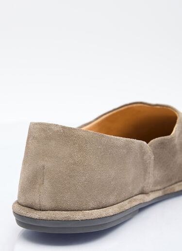 The Row Canal Suede Slip-On Shoes Khaki row0156015