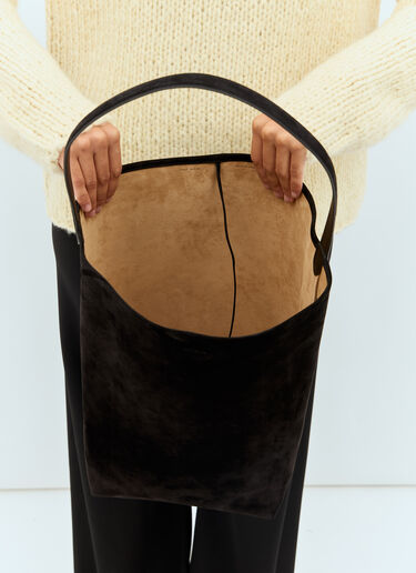 The Row Large N/S Park Suede Tote Bag Black row0258030