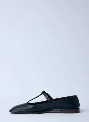 The Row Square T-Strap Flats Black row0260021
