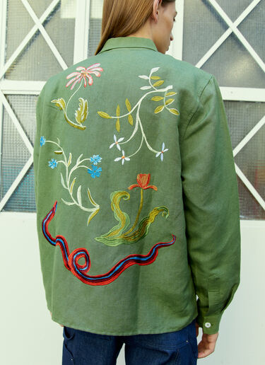 Garden Embroidery Shirt Sky High Farm Workwear Garden Embroidery Shirt Green skh0354003