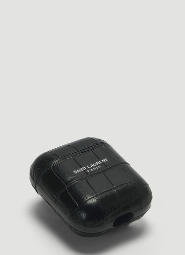 Embossed Leather AirPods Case Saint Laurent Embossed Leather AirPods Case Black sla0143044