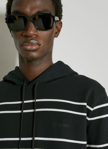 Striped Hooded Sweatshirt Saint Laurent Striped Hooded Sweatshirt Black sla0154022