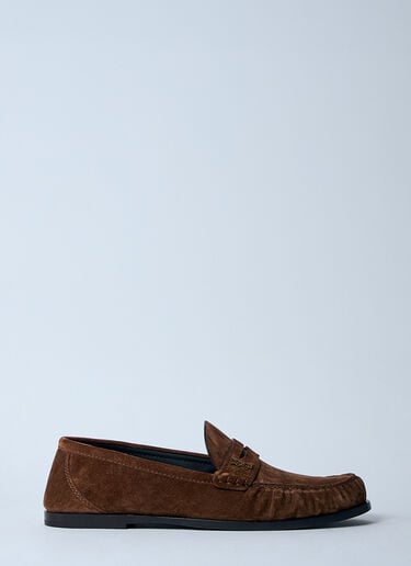 Saint Laurent Laurent 麂皮乐福鞋 棕色 sla0159014