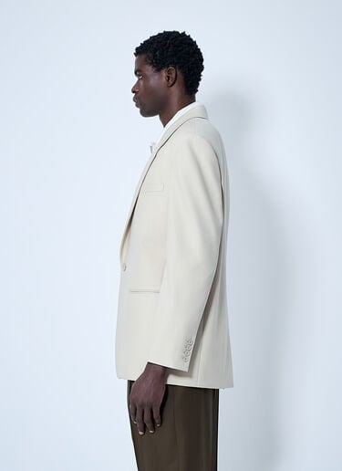 Saint Laurent Yves Single-Breasted Blazer Beige sla0159035