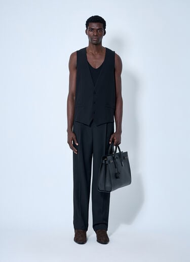 Saint Laurent Silk Crepe Waistcoat Black sla0160004