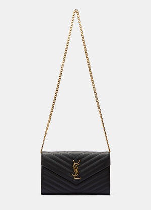 Saint Laurent シェブロンキルトモノグラムショルダーバッグ ブラック sla0200007