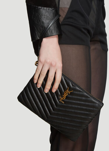 Saint Laurent Cassandre Matelassé Pouch Black sla0231049