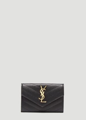Saint Laurent Logo Plaque Envelope Wallet Black sla0233066