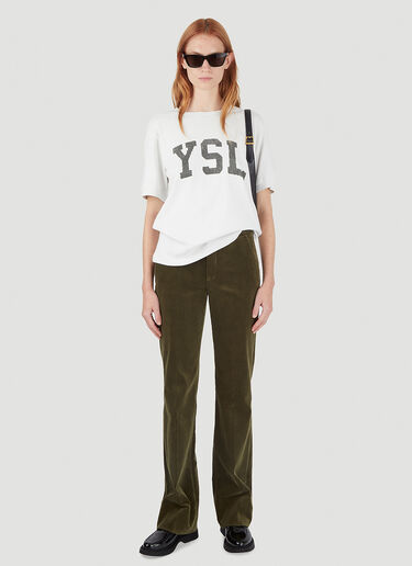 Saint Laurent Vintage Logo T-Shirt Beige sla0245038