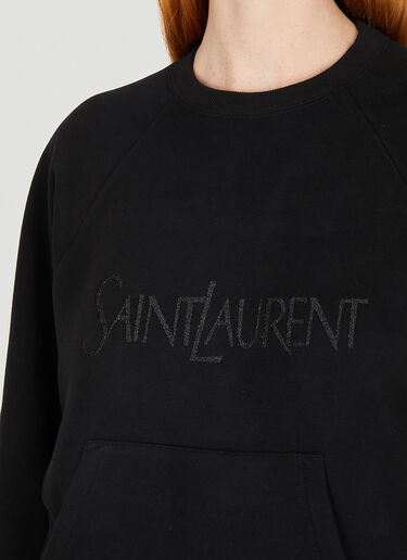 Saint Laurent Logo Embroidery Sweatshirt Black sla0250028