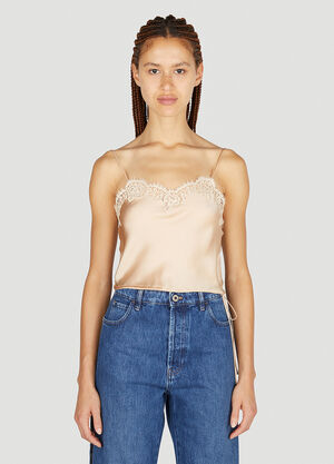 Saint Laurent Lace Camisole Top Beige sla0251024