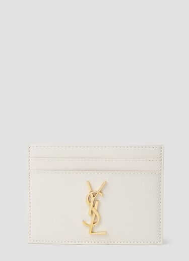 Saint Laurent Logo Plaque Cardholder Cream sla0251099