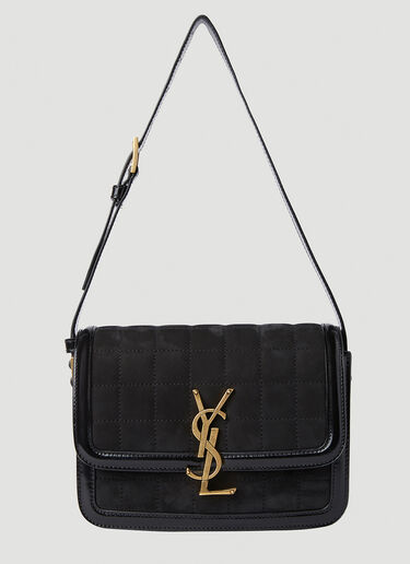 Saint Laurent Logo Plaque Quilted Shoulder Bag Black sla0251123