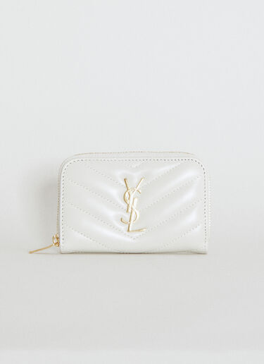 Saint Laurent Cassandre 菱格纹零钱包 乳白色 sla0253138