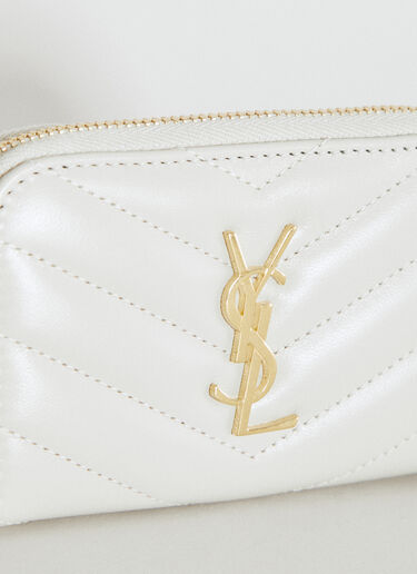 Saint Laurent Cassandre 菱格纹零钱包 乳白色 sla0253138