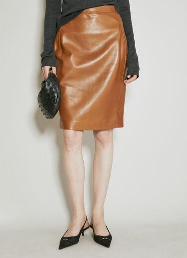 Leather Pencil Skirt Saint Laurent Leather Pencil Skirt Brown sla0254029