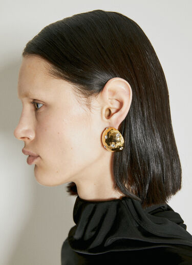 Saint Laurent Rhinestone Dome Metal Earrings Gold sla0254072